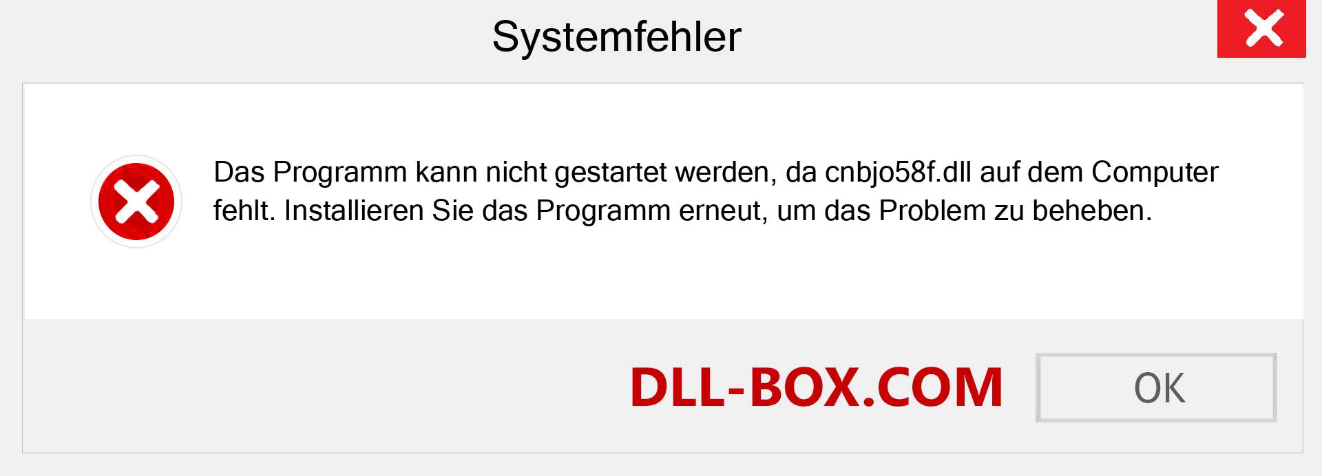 cnbjo58f.dll-Datei fehlt?. Download für Windows 7, 8, 10 - Fix cnbjo58f dll Missing Error unter Windows, Fotos, Bildern