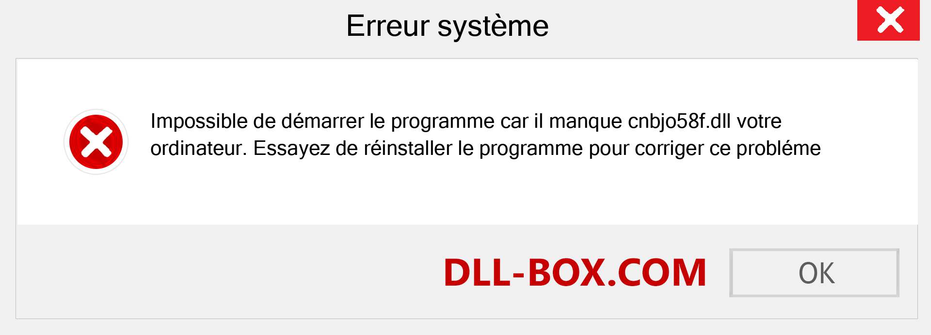 Le fichier cnbjo58f.dll est manquant ?. Télécharger pour Windows 7, 8, 10 - Correction de l'erreur manquante cnbjo58f dll sur Windows, photos, images